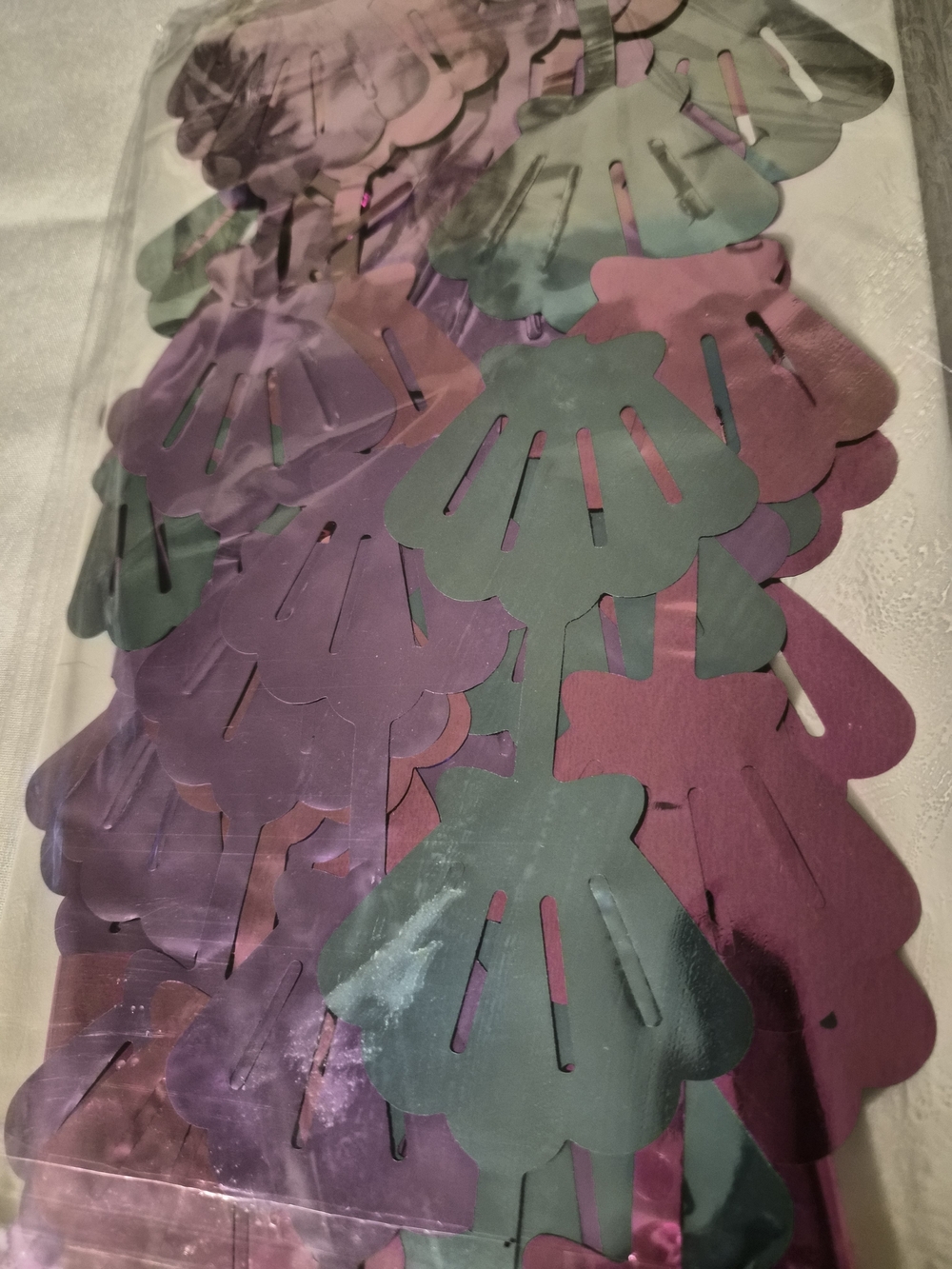 Mermaid Iridescent Shell Shape  Confetti Garland - Purple & Teal